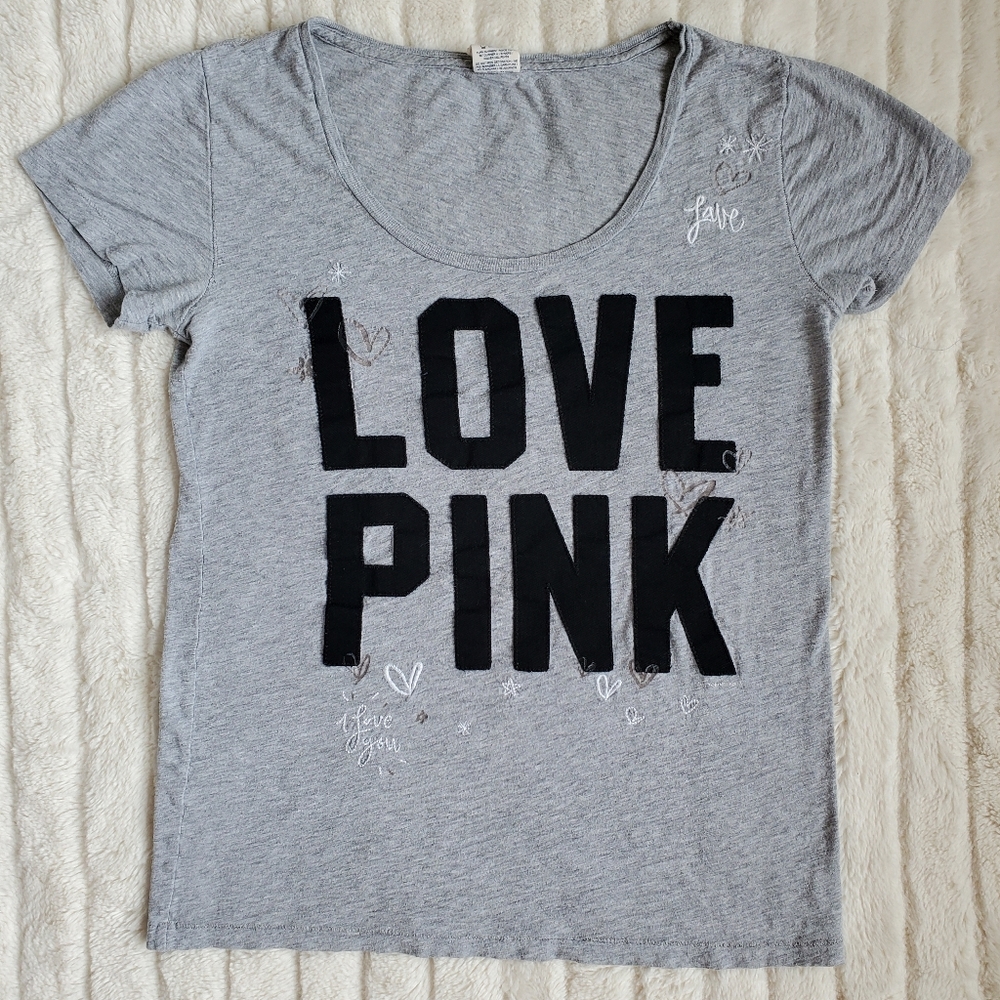 Victoria’s Secret PINK “Love” Gray T-Shirt